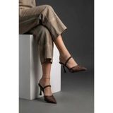 Fox Shoes Y752276315 Kahverengi File Boncuk İşlemeli İnce Topuklu Kadın Ayakkabı