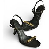 Fox Shoes Y820230504 Siyah Kumaş Ince Topuklu Kadın Ayakkabı - 36