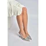 Fox Shoes Y820418309 Gümüş Ince Topuklu Kadın Abiye Ayakkabı