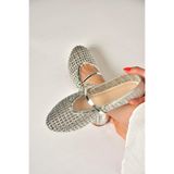 Fox Shoes Y820724109 Gümüş File Görünümlü Babet, 37, Y8207241, Gümüş-Suni Deri, Kadın