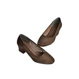 Fox Shoes Y820850104 Kahverengi Kumaş Kalın Topuklu Kadıın Ayakkabı - 36