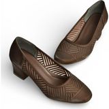 Fox Shoes Y820850104 Kahverengi Kumaş Kalın Topuklu Kadıın Ayakkabı