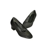 Fox Shoes Y820850104 Siyah Kumaş Kalın Topuklu Kadıın Ayakkabı - 36