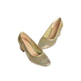 Fox Shoes Y820854514 Altın Sim Kalın Topuklu Kadın Ayakkabı - 37