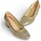 Fox Shoes Y820854514 Altın Sim Kalın Topuklu Kadın Ayakkabı