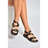 Fox Shoes Y996062509 Siyah Toka Detaylı Kadın Sandalet