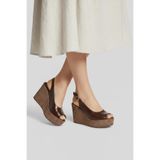 Fox Shoes Y996553560 Rustik Dolgu Topuklu Ayakkabı, 36, Y9965535, Kahverengi, Kadın