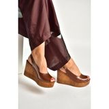 Fox Shoes Y996553560 Taba Rustik Dolgu Topuklu Kadın Ayakkabı