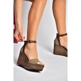 Fox Shoes Y996559102 Kahverengi Dolgu Topuklu Kadın Ayakkabı