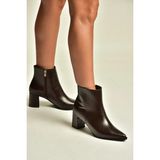 Fox Shoes Z480052960 Kahverengi Rustik Kalın Topuklu Klasik Kadın Bot