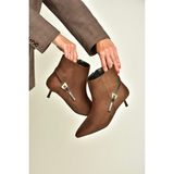 Fox Shoes Z518031102 Kahverengi Süet Ince Topuklu Kadın Bot