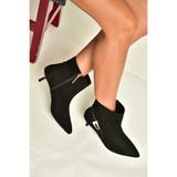 Fox Shoes Z518031102 Siyah Süet Ince Topuklu Kadın Bot
