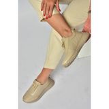 Fox Shoes Z555091903 Vizon Hakiki Deri Kalın Tabanlı Spor Ayakkabı Sneakers