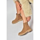Fox Shoes Z555657302 Vizon Hakiki Deri Süet Kadın Bot