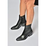 Fox Shoes Z654037503 Siyah Hakiki Deri Alçak Topuklu Western Kadın Bot