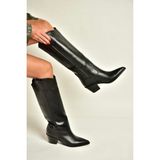 Fox Shoes Z922835109 Siyah Kalın Topuklu Kadın Çizme