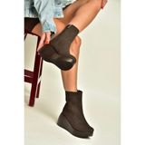 Fox Shoes Z946051901 Kahverengi Nubuk Dolgu Tabanlı Kadın Bot
