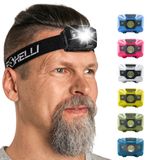 Foxelli USB şarj far tek bir şarj, el feneri – 100 Saat sabit ışık, su geçirmez, darbeye dayanıklı, hafif ve rahat, iki Mini USB şarj kablosu ile kablo Siyah