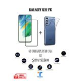 foxpower Samsung S21 Fe 6D Tam Kaplayan Ekran Koruyucu ve Şeffaf Kılıf 2li Avantajlı Paket