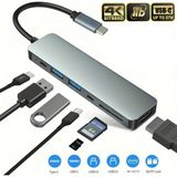 Foxyn Fxn-07 4K 7 In 1 Type-C Macbook Samsung Hp HDMI USB Pd Sd/tf Kart Okuyucu Hub Çevirici Adaptör - Gri