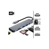 Foxyn FXN-10C 6ın1 Type-C To USB 3.0 Sd Tf 4K Hd HDMI Pd Kart Okuyucu Çevirici Dönüştürücü Adaptör