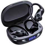 FOYCOY Bluetooth Kulaklıklar Kablosuz Kulaklıklar 90 Saat Çalma Süresi Kulak Tomurcukları IPX7 Kablosuz Şarj Kutusu ve Kulak Üstü Kulak Kancalı Su Geçirmez Spor Kulaklıklar LED Güç Ekranı Stereo Bas