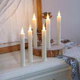FPOO Zamanlayıcıyla Çalışan Alevsiz Pencere Mumları, Pille Çalışır, 7 '' Fildişi Konik Mumlar, Uzaktan Kumandalı, Uzun Ömürlü LED Şamdan Cadılar Bayramı Düğün Noel Pencere deocr için Sahte Mum (6'lı