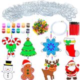 Fprl 24 Set Noel El Sanatları Kitleri Kendin Yap Pencere Boyası Sanat Güneşçi El Sanatları Kitleri Çocuklar için Çeşitli Güneş Yakalayıcı Kitleri Sanat Süsleri için Noel Baba Kar Tanesi Kardan Adam