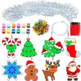 Fprl 24 Set Noel El Sanatları Kitleri Kendin Yap Pencere Boyası Sanat Güneşçi El Sanatları Kitleri Çocuklar için Çeşitli Güneş Yakalayıcı Kitleri Sanat Süsleri için Noel Baba Kar Tanesi Kardan Adam