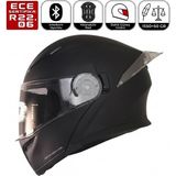 FR-965 Mat Siyah Motosiklet Kaskı Çene Açılır Güneş Vizörlü Motorcu Kask