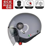 FR612 Gri Motosiklet Kaskı Güneş Vizörlü Yarım Açık Motorcu Kask