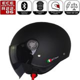 FR612 Mat Siyah Motosiklet Kaskı Güneş Vizörlü Yarım Açık Motorcu Kask