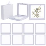 Framendino, 20 paket beyaz 3D yüzen çerçeve vitrin 3.5x3.5x0.8 Pull-Out PE takı ekran kutusu bozuk para ekran tutucu standı takı AA madalyon taşlar