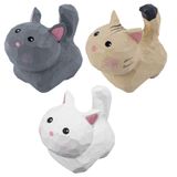 Framendino, 3 Paket Mini Oyma Ahşap Kedi Figürleri Yavru Kedi Heykel El İşi Seti Ev Dekoru için Sevimli Kedi Heykelleri Sanat Oyma İşi (Beyaz, Gri, Kahve)