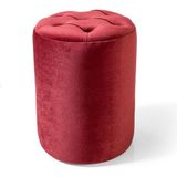 FRAMGAN Chester Puf- Kapitoneli Puf - Yuvarlak Puf – Makyaj Masası Pufu - Dekoratif Ayak Uzatma Pufu - 35x35x45 - Bordo