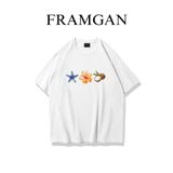 Framgan Kadın Yıldız Çiçek Coconat Baskılı Beyaz T-Shirt