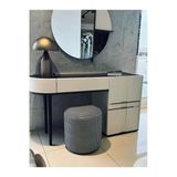 Framgan Makyaj Masası Pufu - Bordo Puf Havlu Kumaş - Dekoratif - Ayak Uzatma Pufu - Yuvarlak Puf-Cnc Çizgili 43 X 43