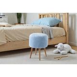 FRAMGAN Teddy Ayaklı Puf - Yuvarlak Puf – Makyaj Masası Pufu -Dekoratif Ayak Uzatma Pufu - Bebe Mavisi