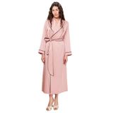 Francesca Gül Kurusu Uzun Saten Biye Detaylı Sabahlık/Kimono
