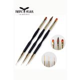 Francheska 3 Adet Tırnak Çizim Kalemi, Çift Uçlu Nail Art Kalem Fırça Akrilik Yuvarlak Düz Boyama Çizim Kalemi