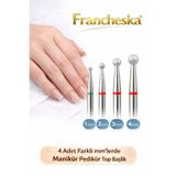Francheska 4 Parçalı Profesyonel Tırnak Freze Ucu Seti, Yuvarlak Toplu Başlıklı 3/32'' Tırnak Eti Temizleyici