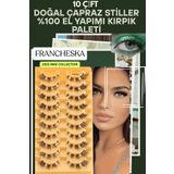 Francheska Takma Kirpikler Naturel Çapraz Stiller 10 Çift %100 El Yapımı Kirpik Paleti Yeni Sezon