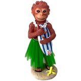 Franchise Figurine Co Maymun Hediye Gösterge Paneli Hula Maymun Hawaii Dansçısı Lei ve Çim Etekli Komik Elle Boyanmış Ponpon Figürleri Araba Ofis Masa Örtüsü Çalışma Masası için 15 cm Yükseklik