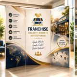 Franchise İşletmeler Temalı Dekoratif Paravan – Kurumsal Oda Bölücü Ve Seperatör Tek Taraf Baskılı Arka Düz Kumaş 5 Kanat Yükseklik 180 X Genişlik 200