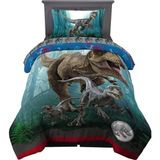 Franco Dominion Mavi Velociraptor Rexy T- Süper Yumuşak Mikrofiber Ters Çevrilebilir Yorgan, Çift Boy, Fran - Çok Renkli - Standart