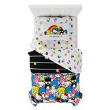 Franco Sanrio Hello Kitty & Friends Nevresim Takımı 5 Parça Süper Yumuşak Yorgan ve Çarşaf Seti, Şemli, İkiz, (%100 Resmi Lisanslı Ürün) Koleksiyon Ürünleri