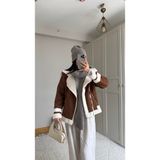 Frank Peluş Kaplama Süet Görünümlü Kaban 2396 - 40 - Taba