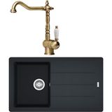 Franke Bfg 611-86 Evye Nero Granit Evye, Old England Bronz Armatür Set - Evye Armatür Set