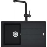 Franke BFG 611-86 Nero Granit Eviye + Active Plus Doccia 2.0 Nero Spiralli Mutfak Bataryası Seti