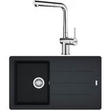 Franke Bfg 611 Granit Nero Evye, Active Plus Doccia Krom Spiralli Armatür Seti - Nero Krom Set - Siyah